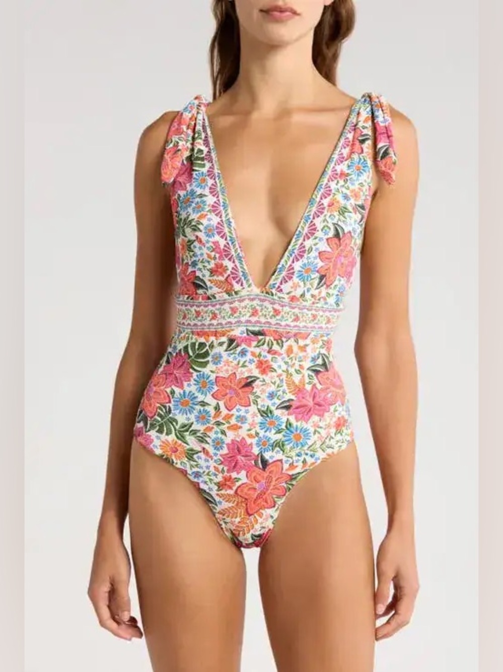 Farm Rio Bloom Garden One Piece Swimsuit Bathing Suit Bikini